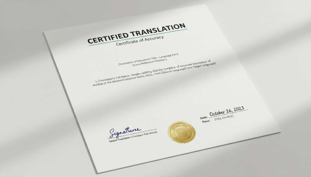 Certified marriage certificate translation service with certification statement