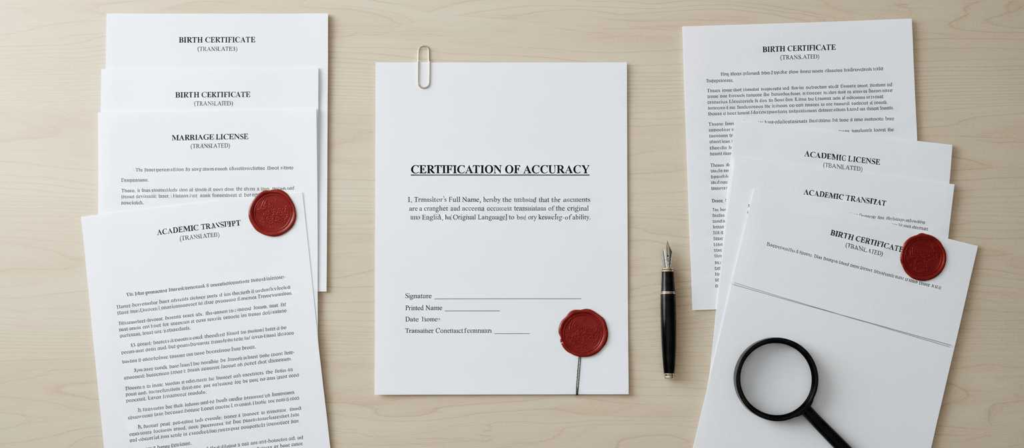 Certified translation as part of translation and interpretation services