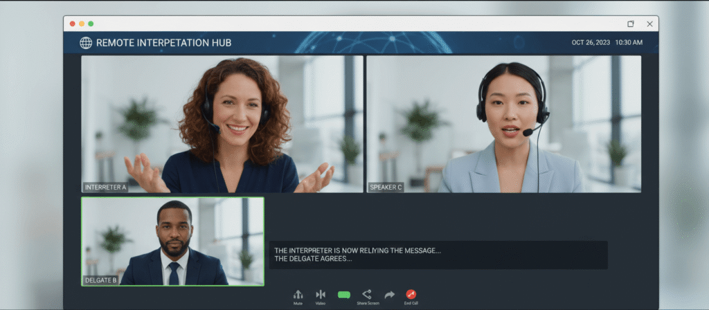 Remote interpreting and translation services for online meetings