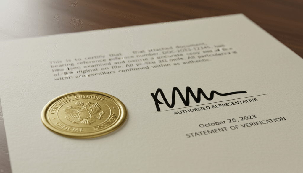 Sworn translation service with official seal and sworn statement