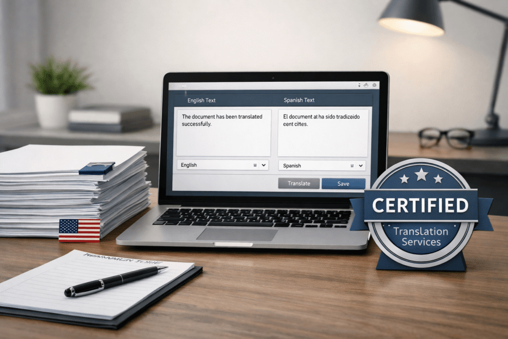 ATA certification explained translator preparing a certified translation