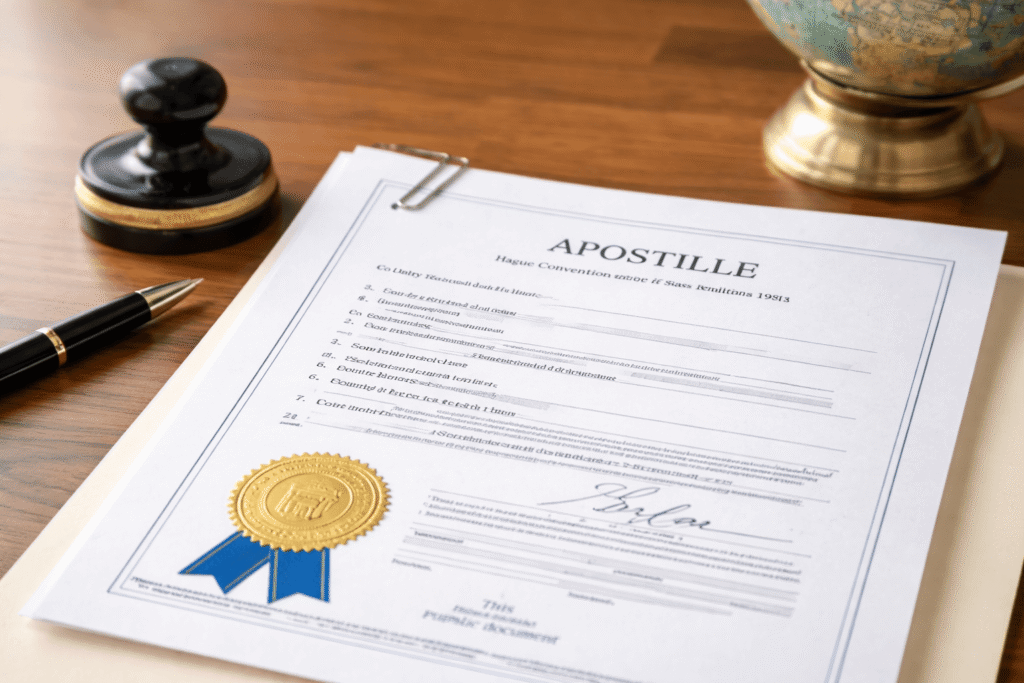 Apostille and notarisation steps for international adoption document use
