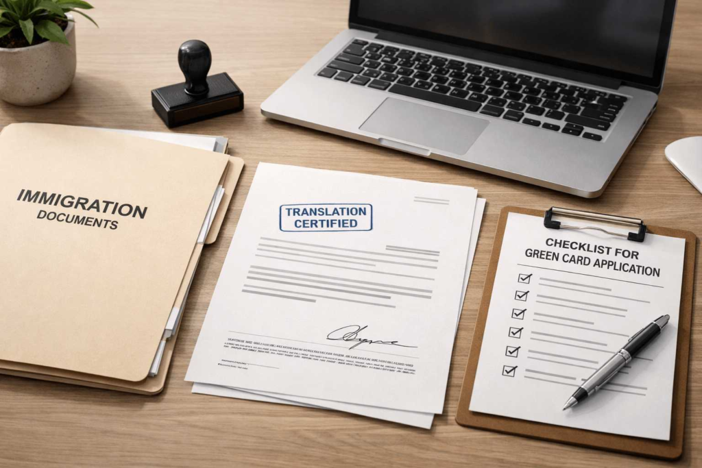 Certified translation checklist for green card application documents