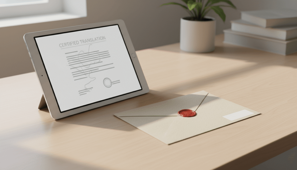 Certified translation delivered by PDF and optional posted hard copy