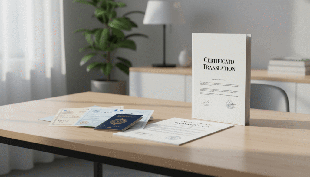 Certified translation packet prepared for Social Security document submission