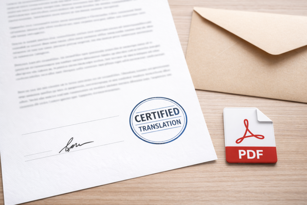 Certified translation with signed certification statement for official acceptance