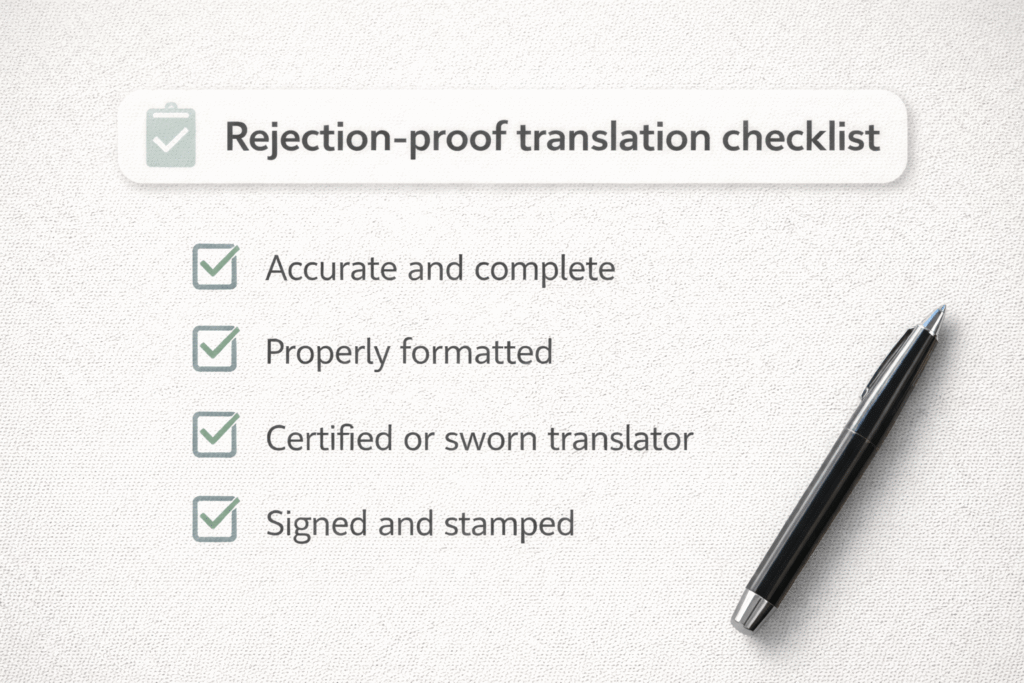 Checklist to avoid sworn translation rejections