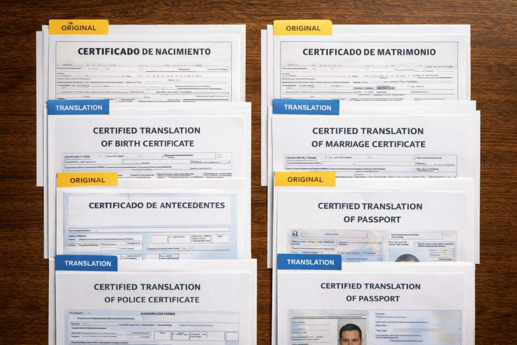 Civil documents and certified translations prepared for EB 5 visa processing