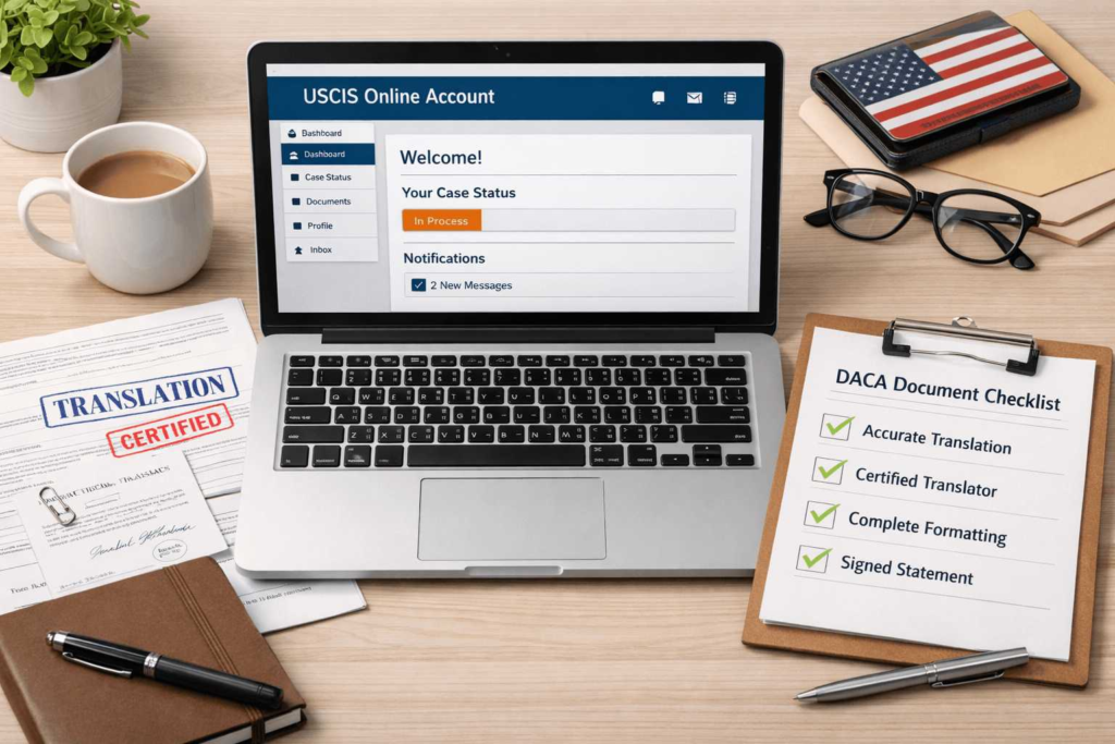 DACA translation requirements guide with documents and checklist