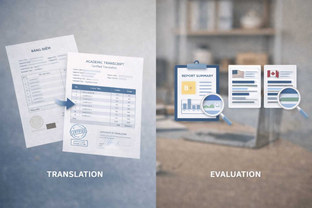 Difference between academic document translation and credential evaluation for university admission
