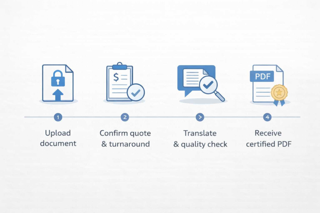 Four step process for getting a certified translation for a citizenship application