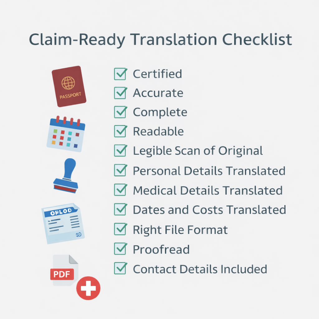 Insurance claim translation checklist for certified translations