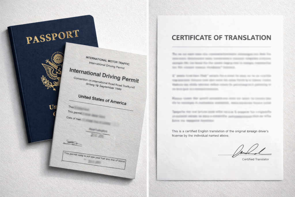 International Driving Permit compared with certified translation for DMV use