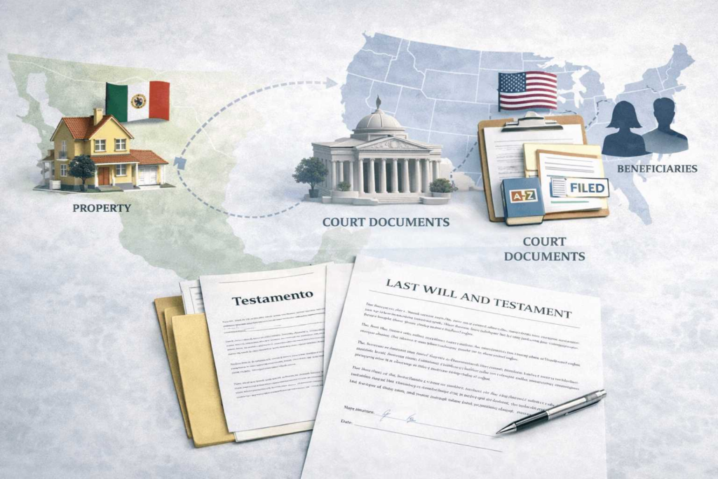 International estate probate concept showing cross border will translation for US court
