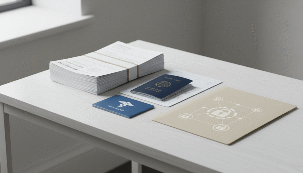 Medical records and passport prepared for immigration translation