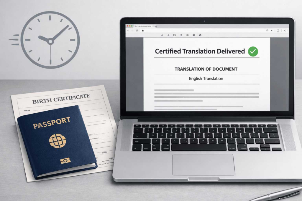 Same day certified translation delivered digitally for urgent deadlines
