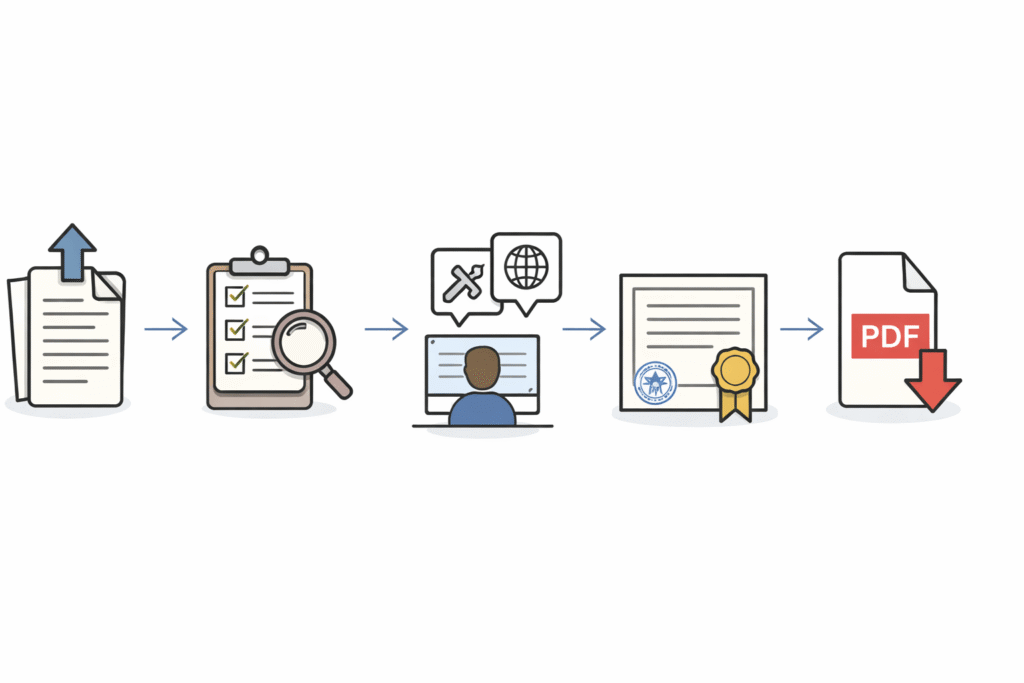 Step by step process for getting a certified translation for name change