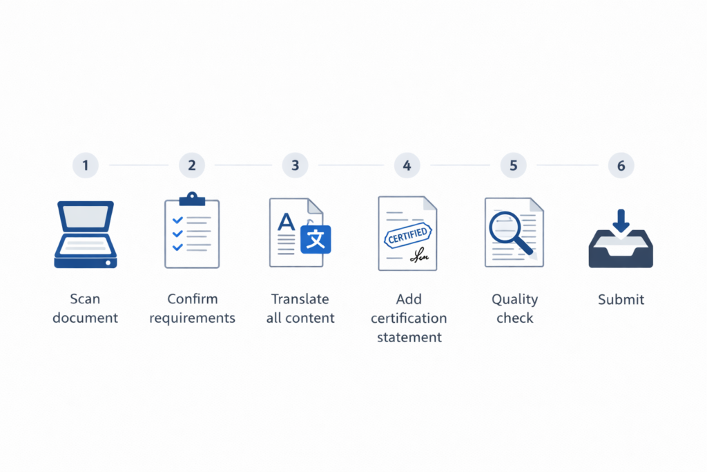 Steps to translate a birth certificate for official use