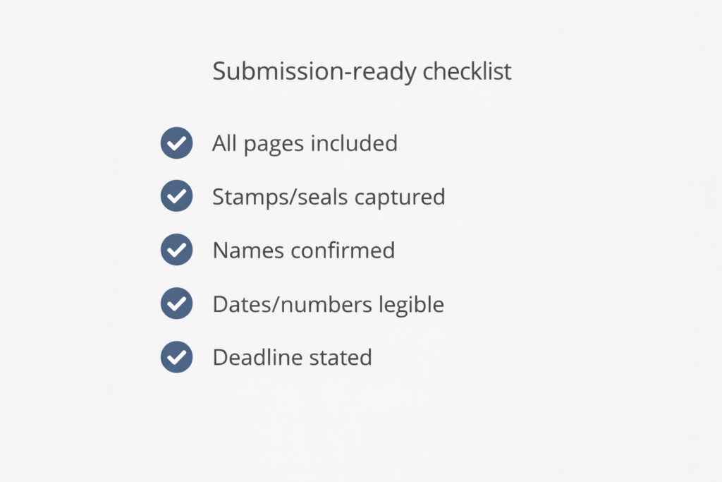 Submission ready checklist to prevent certified translation delays