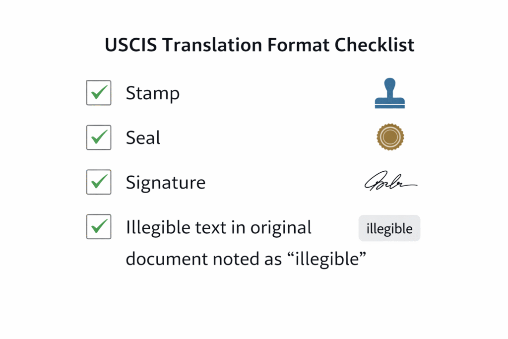 USCIS translation format checklist for complete and accurate submissions