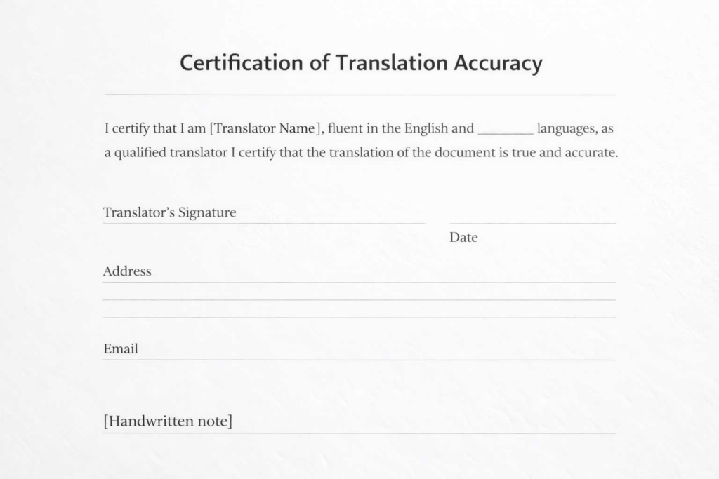 USCIS translator certification statement template format