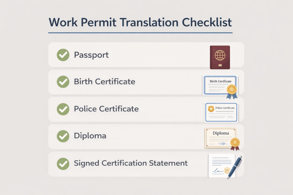Work permit translation guide checklist for certified translations