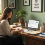A person translating Vietnamese documents at a desk with a laptop and reference books.