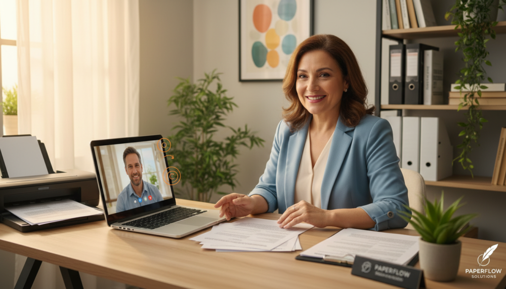 Translation specialist helping a client prepare foreign marriage documents for U.S. use